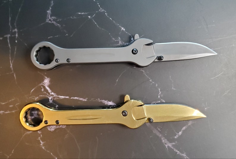 Wrench shaped folding knife unique gift Etsy