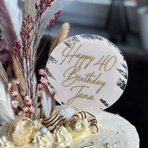 Acrylic Cake Topper with Custom Text, Rose Gold Happy Birthday Cake Topper