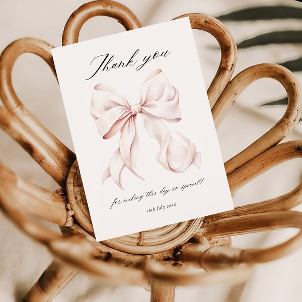 She's Tying the Knot Bow Bridal Shower Thank You Card Etsy