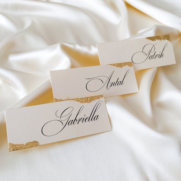 Marque-place pour mariage, cartes de visite en feuille d'or, cartes pour décor de table feuille d'aluminium personnalisée