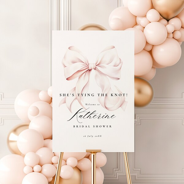 Bow Bridal Shower Sign Template Etsy