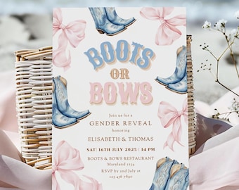 Adesivi Per Gender Reveal Team Bows & Team Boots - 40 Etichette (20 Per Disegno) Da 5 Cm Per Festa Di Rivelazione Sesso - 2