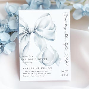 Something Blue Before I Do Bridal Shower Blue Bow Invitation Template Elegant Bridal Party Bow Bridal Invitation Pretty Blue Ribbon Canva