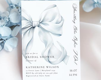 Something Blue Before I Do Bridal Shower Blue Bow Invitation Template Elegant Bridal Party Bow Bridal Invitation Pretty Blue Ribbon Canva