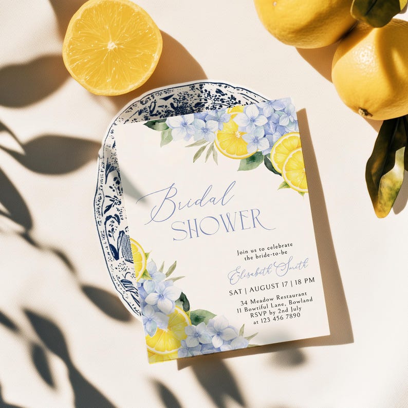 She Found Her Main Squeeze Bridal Shower Invitation Canva Template Blue ...