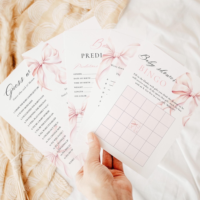 Modernes Blush Pink Schleifen Babyparty Willkommensschild Rosa Kokette Babyparty Eingang Schild Vorlage Rosa Schleife Minimalist 18x24 & 24x36 Canva Bild 9