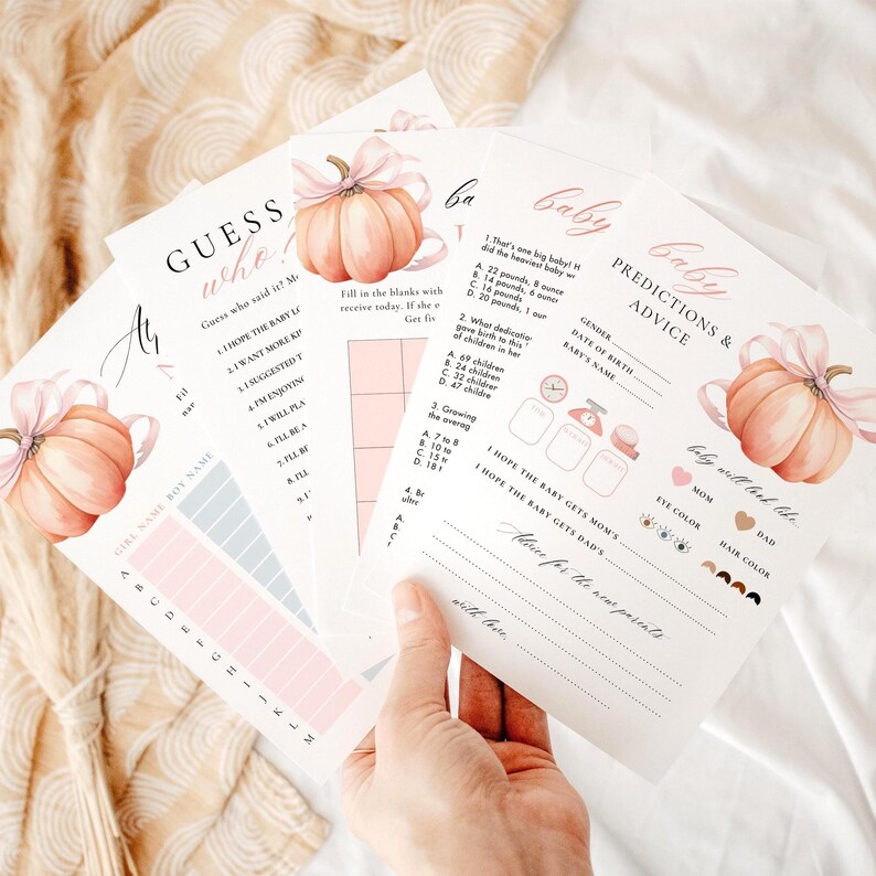 Little Pumpkin is On The Way Welcome Sign Pink Bow Girl Baby Shower Template Watercolor Pink Bow Fall Theme Welcome Sign Pretty Autumn Canva image 10