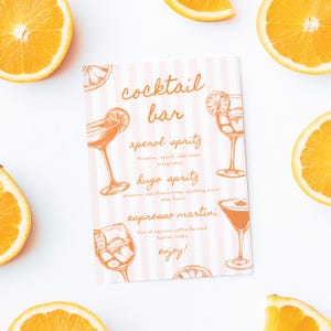 Cocktailbarskylt "Love at First Spritz" Möhippa Mall Retro Elegant Rosa Randig Sommar Handritad Spritz Bar Poster Canvas bild 4