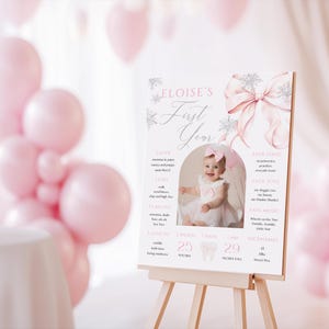 Mobile Animated Pink Bow Winter Onederland First Birthday Invitation Template Girl Snowflake 1st Birthday Pink Silver 1st Christmas Birthday image 8
