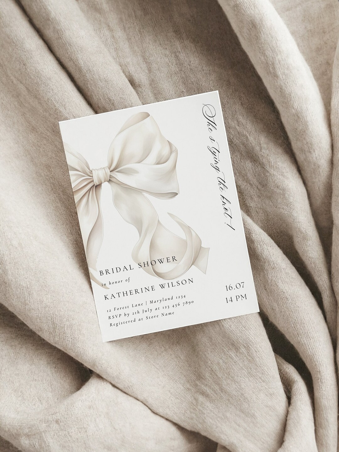 She's Tying the Knot Bridal Shower Invitation Template Elegant Bridal ...