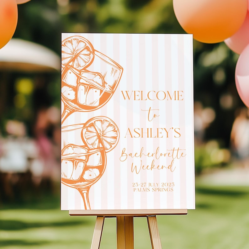 Cocktailbarskylt "Love at First Spritz" Möhippa Mall Retro Elegant Rosa Randig Sommar Handritad Spritz Bar Poster Canvas bild 10