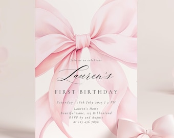 Bow Striscione One per Seggiolone, Pre-Infilato Banner per Seggiolone Rosa Banner Primo Compleanno Bimbo Dolce Decorazioni per Feste con Fiocco Accessorio per Foto Decorazione per la Stanza