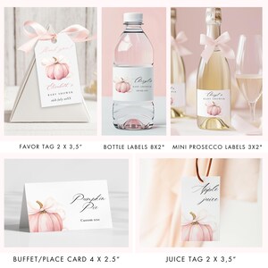 PACCHETTO Little Pumpkin is On The Way Set per Baby Shower Invito per Bambina con Fiocco Rosa Cartello di Benvenuto Autunnale Invito Digitale 10x Gioco Pacchetto Zucca Rosa immagine 5
