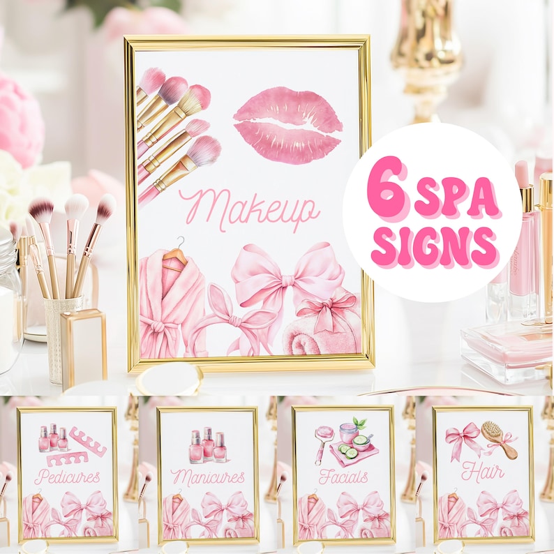 Spa Birthday Party Table Signs Tween Birthday Makeup Station Labels ...