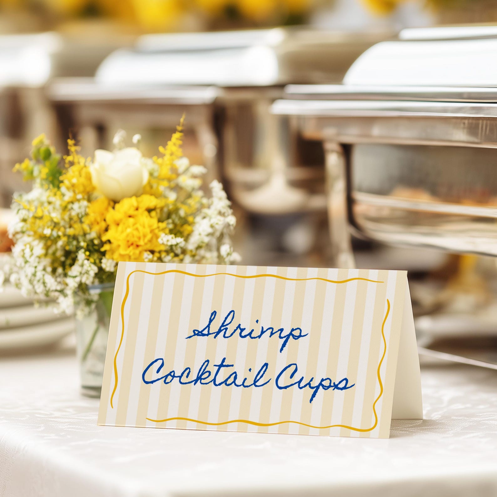Yellow Stripes Place Card Template | Retro Border Summer Food Label ...