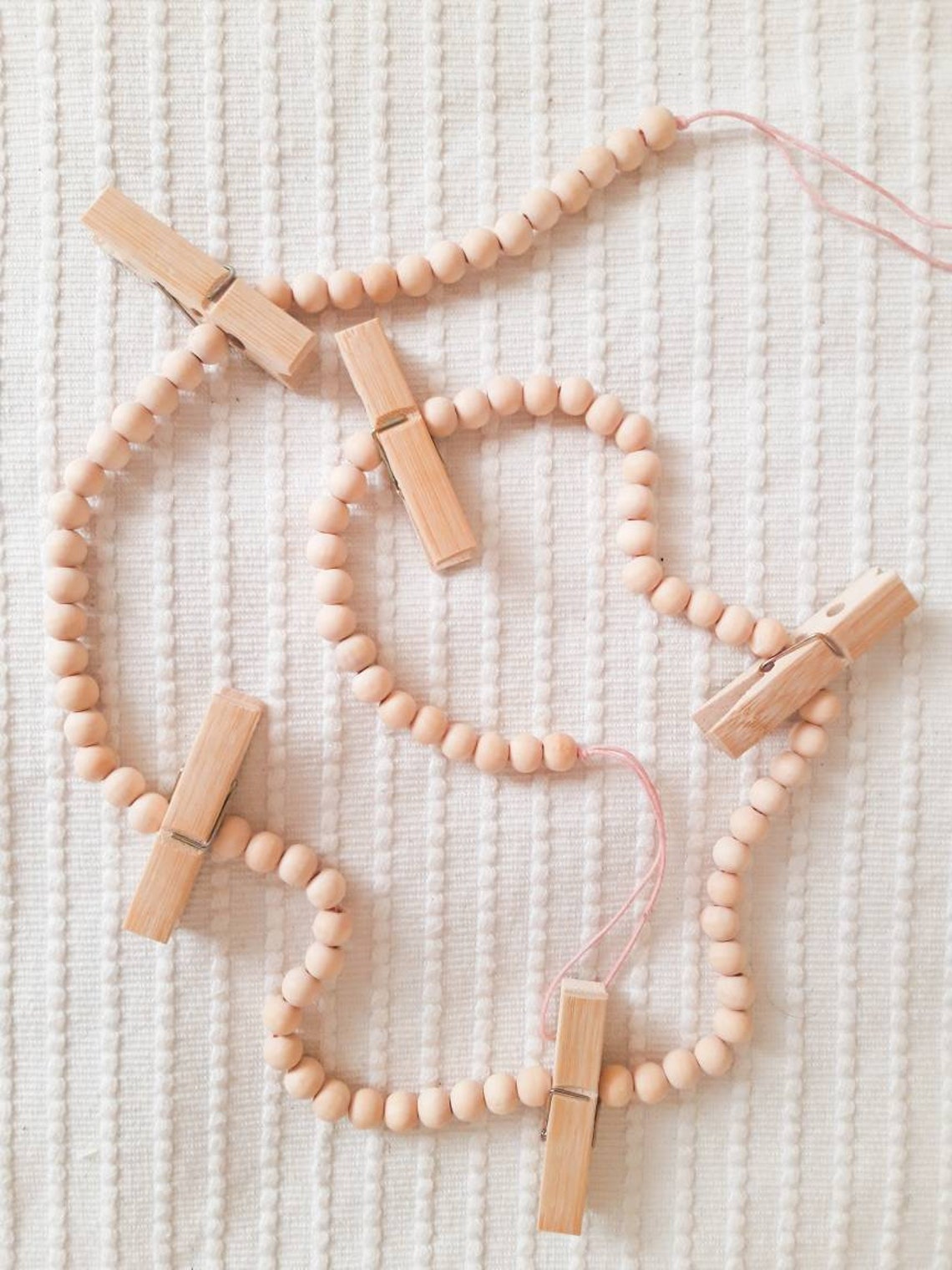 Wooden Bead Clothespin Garland Kids Art Display with Clips Etsy