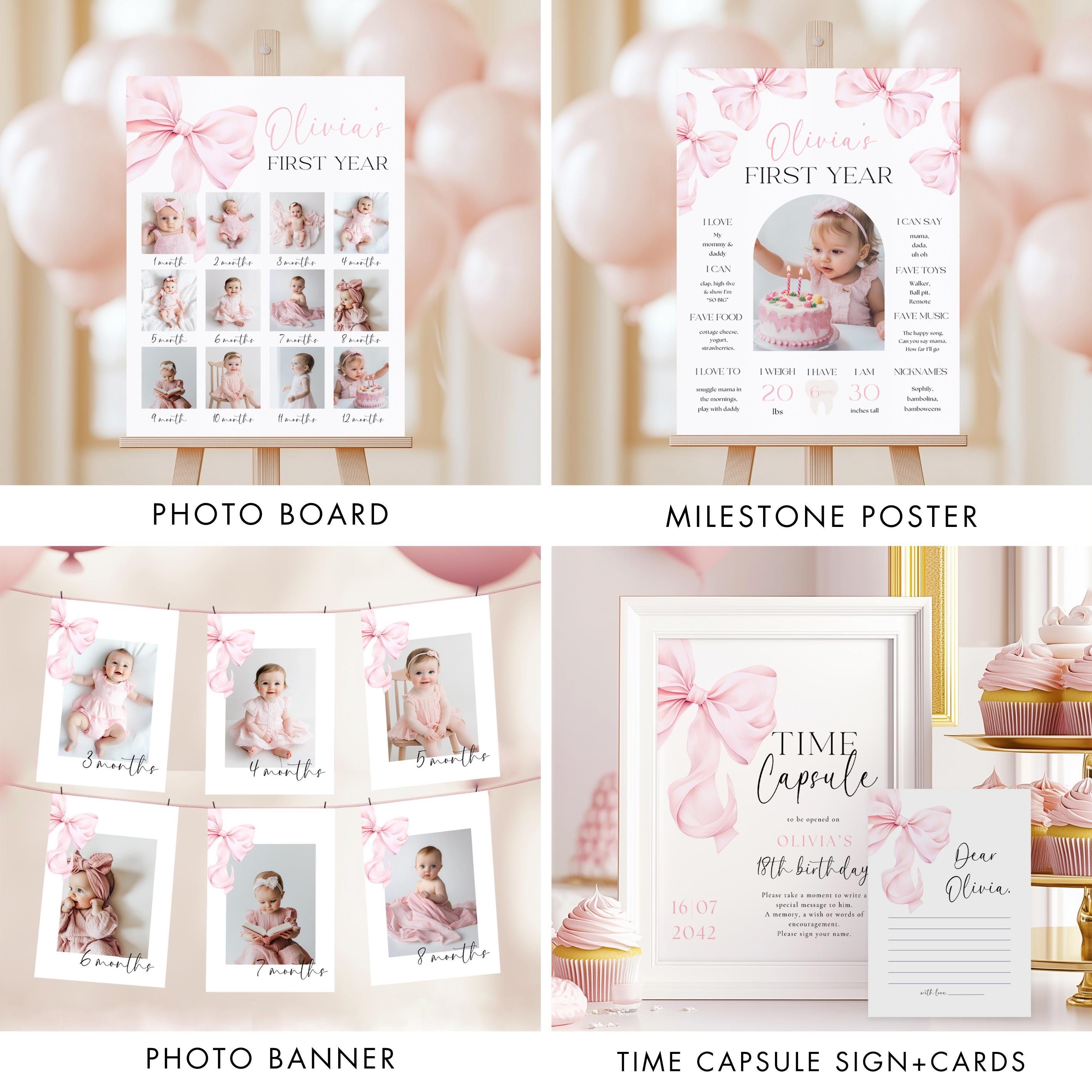 Girls Just Wanna Be ONE Pink Bow 1st Birthday BUNDLE Templates Girl ...