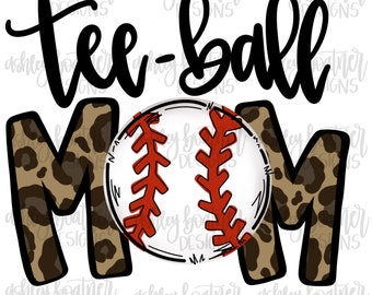 T-bal sublimatieontwerp moeder | Handgetekende png-bestand | Digitale download | Digitaal kunstwerk | Sport-png | Tee-Ball Mama
