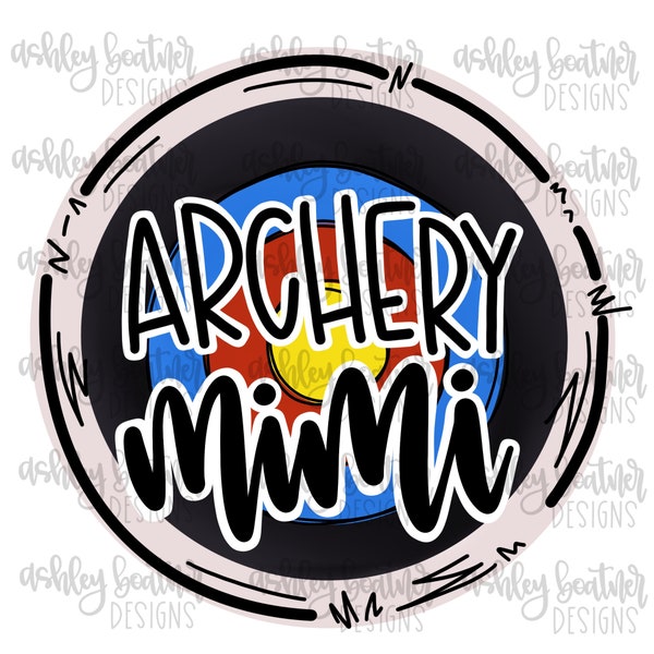 Archery Mimi Sublimation Design | Hand Drawn PNG | Digital Download | Digital Artwork | Sports PNG