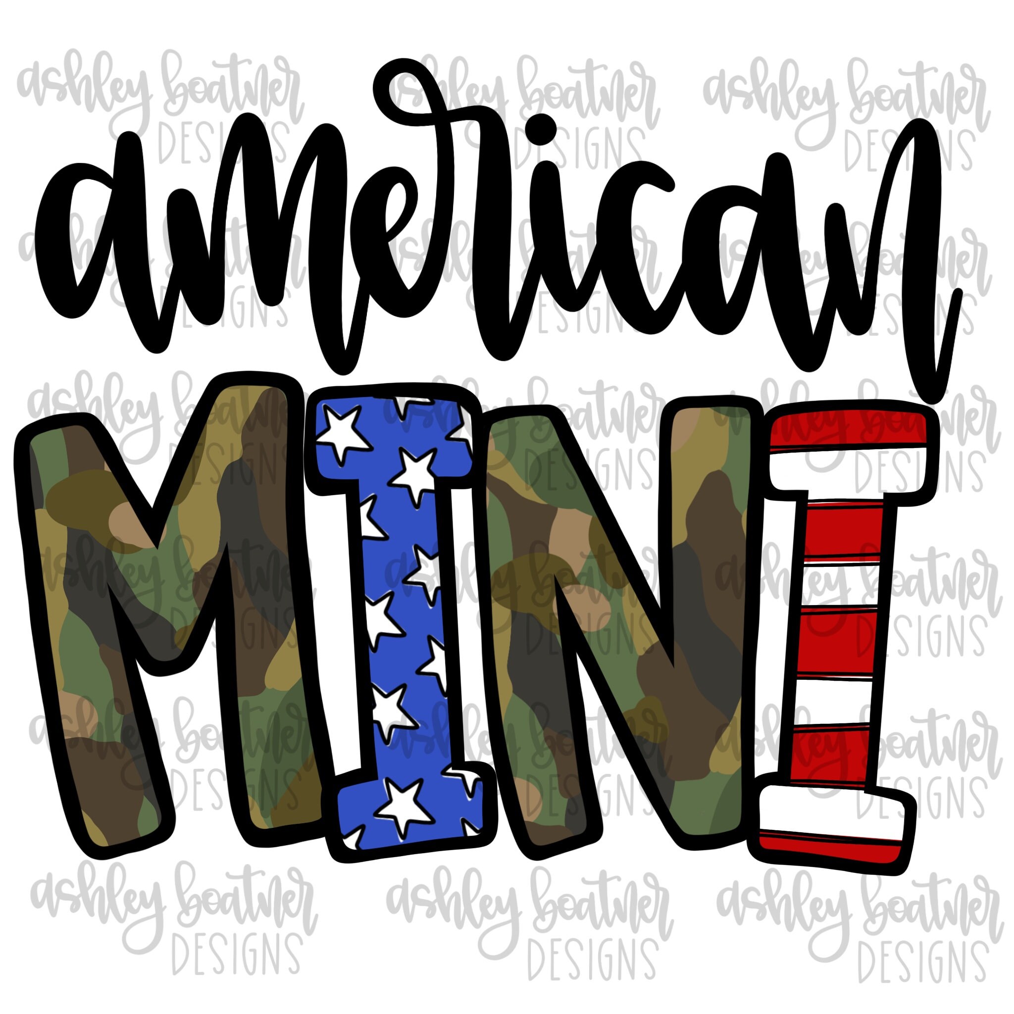 American Mini Camo PNG Sublimation Design | 4th of July Sublimation Design | Patriotic PNG | Hand Drawn Digital Download | USA