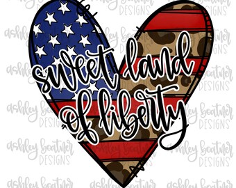Sweet Land of Liberty Leopard Flag | 4th of July Sublimation Design | Patriotic PNG | God Bless America | Hand Drawn Digital Download | USA
