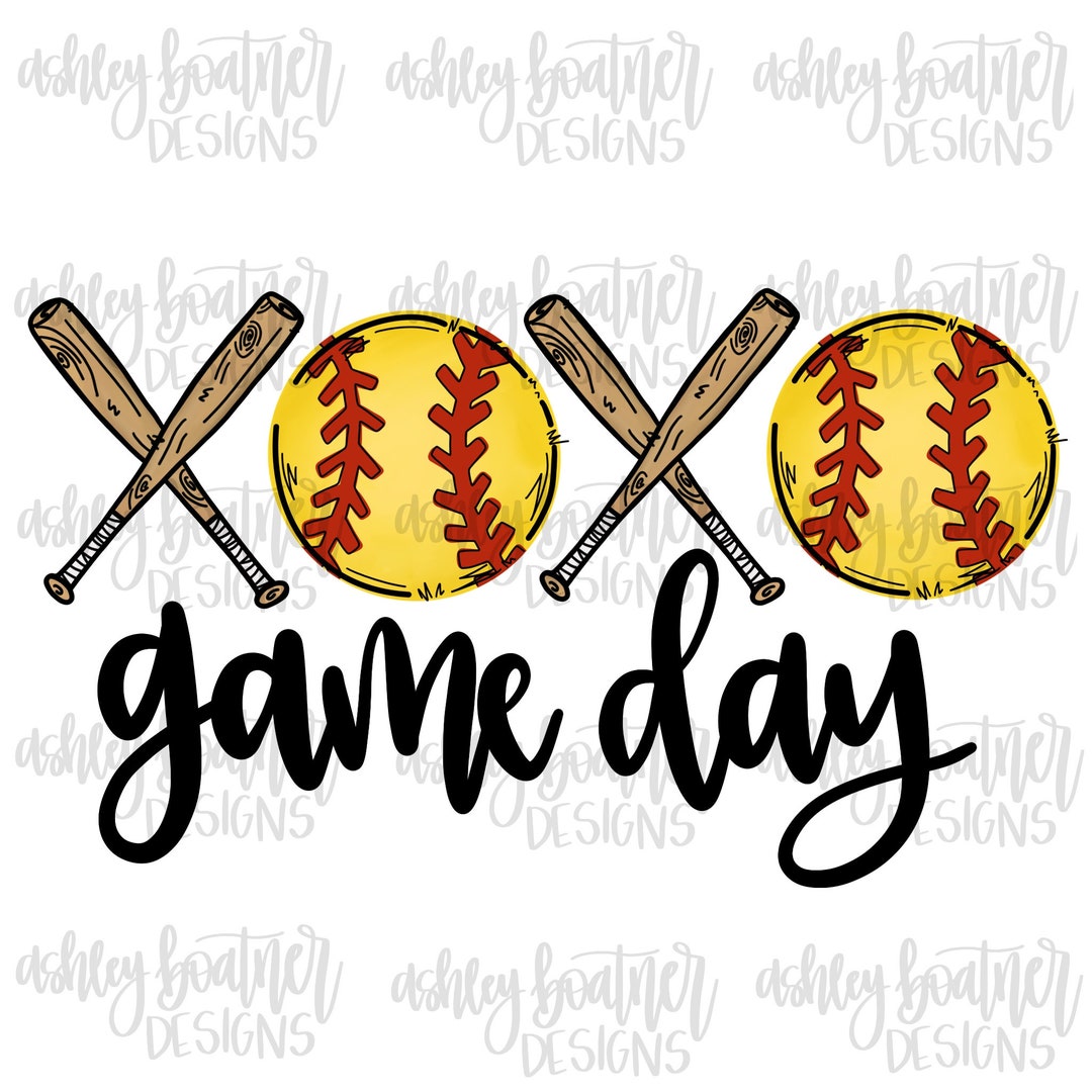 Softball Game Day Sublimation Design Love Softball XOXO Hand Drawn PNG Digital Download Digital