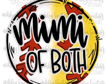 Mimi of Both Sublimation Design | Hand Drawn PNG | Digital Download | Baseball | Softball | Digital Artwork | Sports PNG