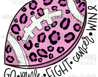 Go Fight Win Roze Voetbal | Breast Cancer Awareness Design | Leopard Football | Sublimatie | Roze Uit Spel | Downloaden van het ontwerp