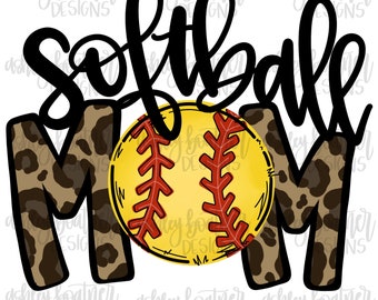 png Sublimation Softball Cut File Softball png Mama Digital Download Softball Mom shirt Leopard Paint Strokes Softball Mom PNG