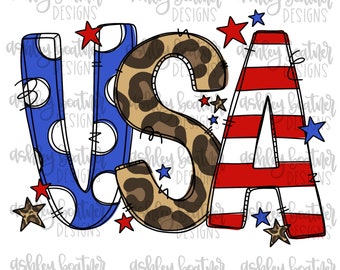 4th of July Sublimation Design | USA | Patriotic Hand Drawn Digital Download | America