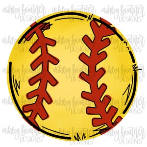 Softball Sublimation Design | Hand Drawn PNG | Digital Download | Digital Artwork | Sports PNG