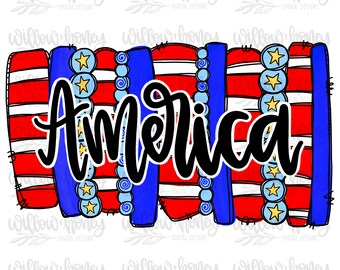 4th of July Sublimation Design | America | USA | Patriotic Hand Drawn Digital Download