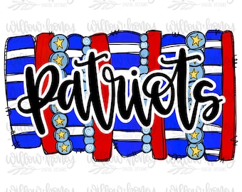 Patriots Mascot PNG | School Spirit Digital Design for Sublimation, Screen Print Transfers & DTF | Hand Drawn Hand Lettered Digital Download
