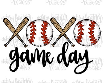 Baseball Game Day Sublimation Design | Love Softball | XOXO | Hand Drawn PNG | Digital Download | Digital Artwork | Sports PNG | Tee-Ball