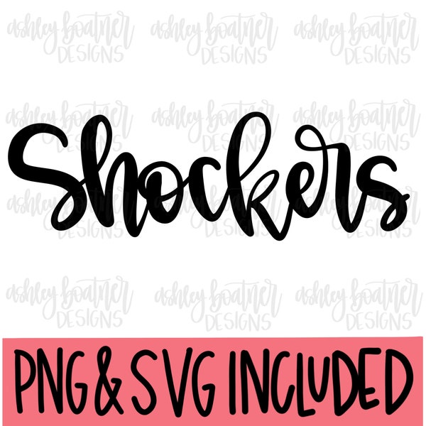 Shockers Mascot Hand Lettered Design | Football SVG | Mascot SVG Download