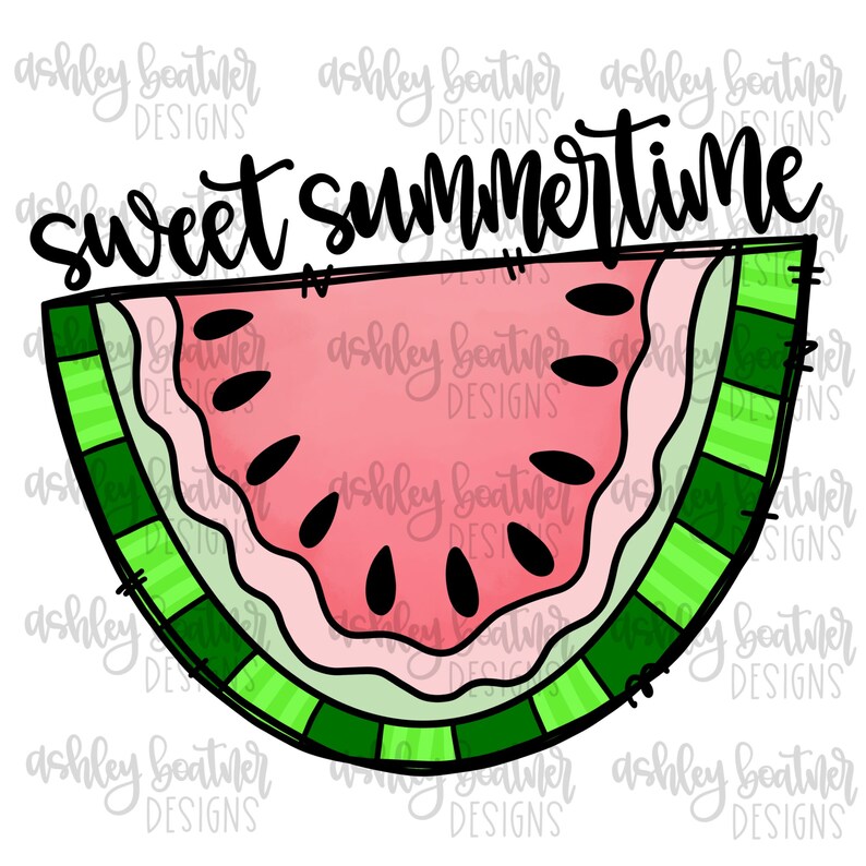 Sublimeringsdesign för söt sommarvattenmelon | Vattenmelon PNG | Handritad sublimeringsdesign | Digital nedladdning bild 1