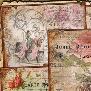 Français Ephemera Collage Junk Journal Kit 5x7 - téléchargement numérique instantané imprimable