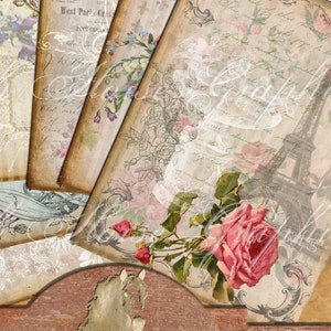 Shabby Ephemera Journal Papers #1 - 8.5&quot;x11&quot; - digital download