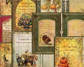 Thanksgiving Junk Journal Kit 5x7 - Give Thanks - instant download digital printable collage