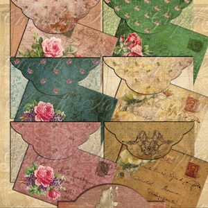 Envelopes e cartões postais Gingham Rose - download digital instantâneo para impressão - imprimir e criar