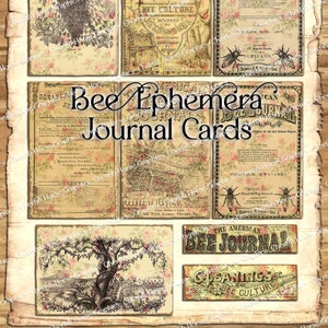 BEE Ephemera Journal Cards - instant download afdrukbare digitale collage pagina's - scrapbooking arts crafts DIY