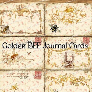 Golden BEE Journal Cards - instant download afdrukbare digitale collage pagina's - scrapbooking arts crafts DIY
