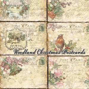 Weihnachten Postkarten 8er Set - Sofort Download - druckbare digitale Seite - Winter