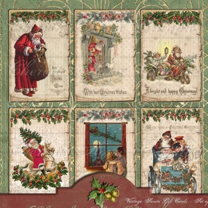 Vintage Shabby Santa Gift Tags - Christmas tags - instant digital download