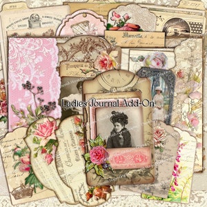 Ladies Journal Add-on Kit - pagine di collage digitali stampabili con download immediato - scrapbooking, arti e mestieri fai da te