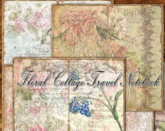 Floral Collage Travel Notebook TN Kit 4.375" x 8.375" - instant download printable digital pages