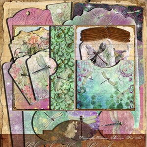Dragonfly Dreams Add-on Kit - instant digital printable download - collage magical enchanted fantasy forest