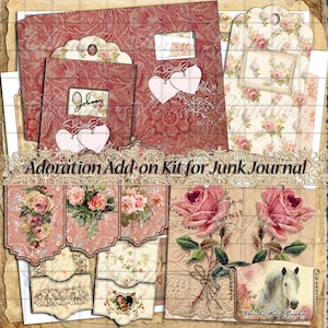 Valentine Add-on Kit pour journal - téléchargement instantané de pages de collage numérique imprimables - éphémère vintage, valentine, love