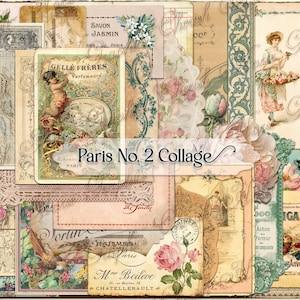 Paris No. 2 Collage Page Download 8.5x11  - instant download printable digital collage page - scrapbooking arts crafts DIY