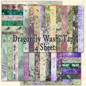 Dragonfly Washi Tape - 1 inch wide, digital download, printable pages, DIY
